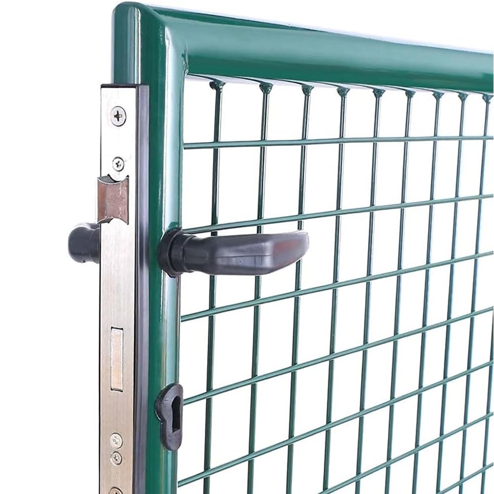 Bakaji Cancello Cancelletto Porta a Rete per Recinzione Giardino Telaio in Acciaio Verniciatura a Polvere Dimensione 106 x 200 cm Chiusura a Chiave 3 Chiavi Incluse Colore Verde