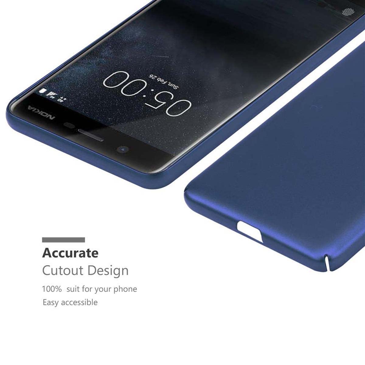 Cadorabo Hoesje geschikt voor Nokia 5 2017 in METAAL BLAUW - Hard Case Cover