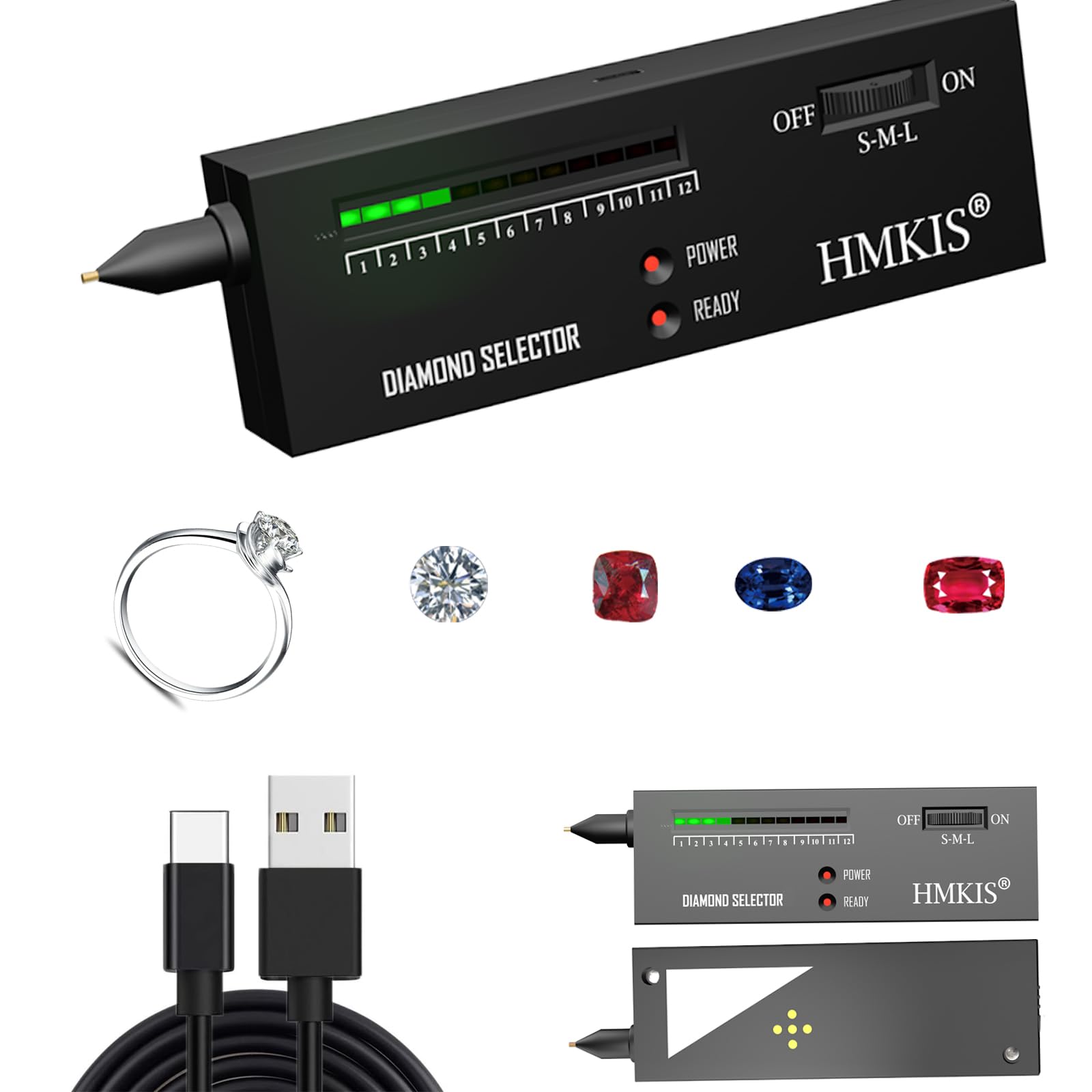 Photo 1 of HMKIS Diamond Tester, Powered by USB, Easy Use Jewelry Diamond Tester Applicable to Diamonds 0.025ct and Above, Diamond Selector for Novice and Expert (Non-Rechargeabe)