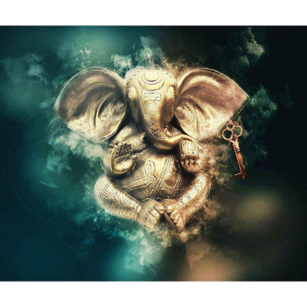 Mosaïque pleine éléphant doré en résine de qualité supérieure