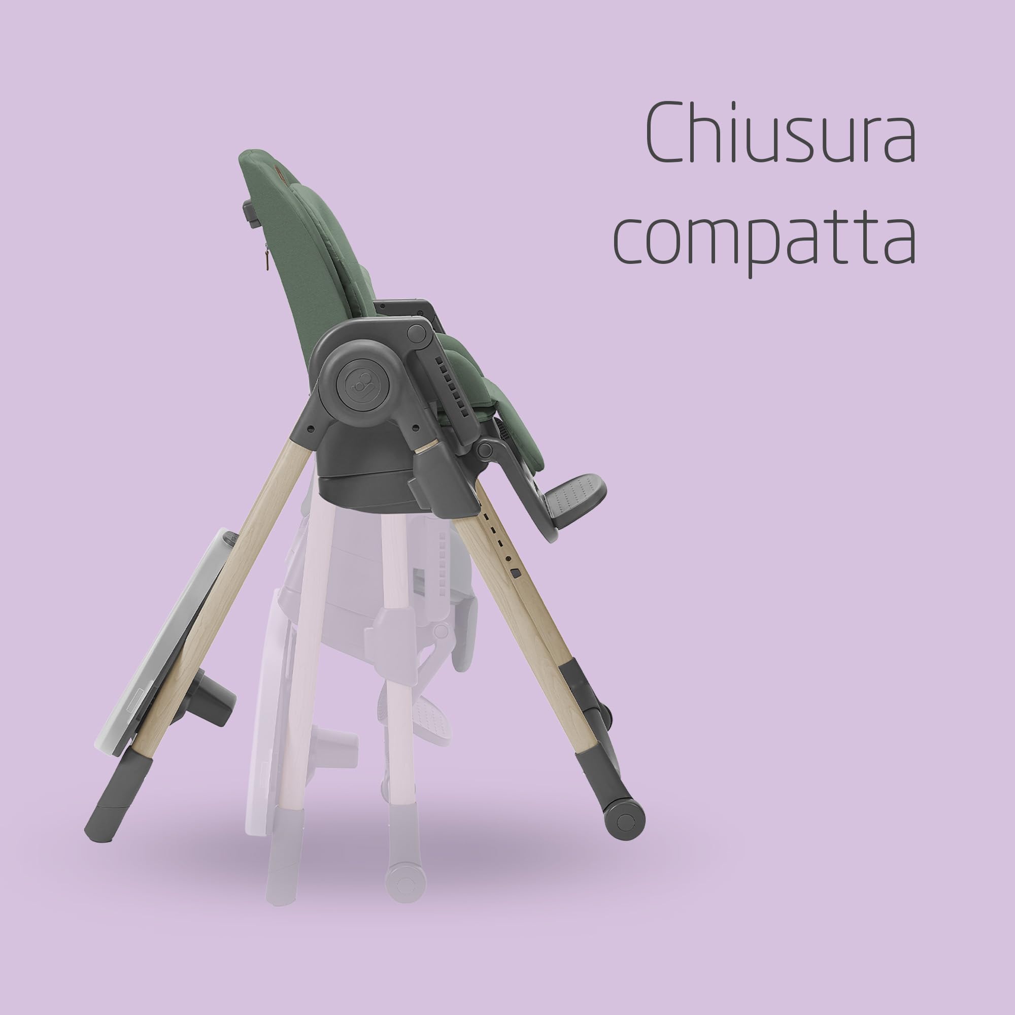 Maxi-Cosi Minla Seggiolone Pappa Evolutivo, 0-14 Anni, portata 60 kg, Seggiolone pappa Bimbi, 6 Funzioni, Reclinabile 5 Posizioni, 9 Posizioni Altezza, Poggiapiedi Regolabile, Beyond Green