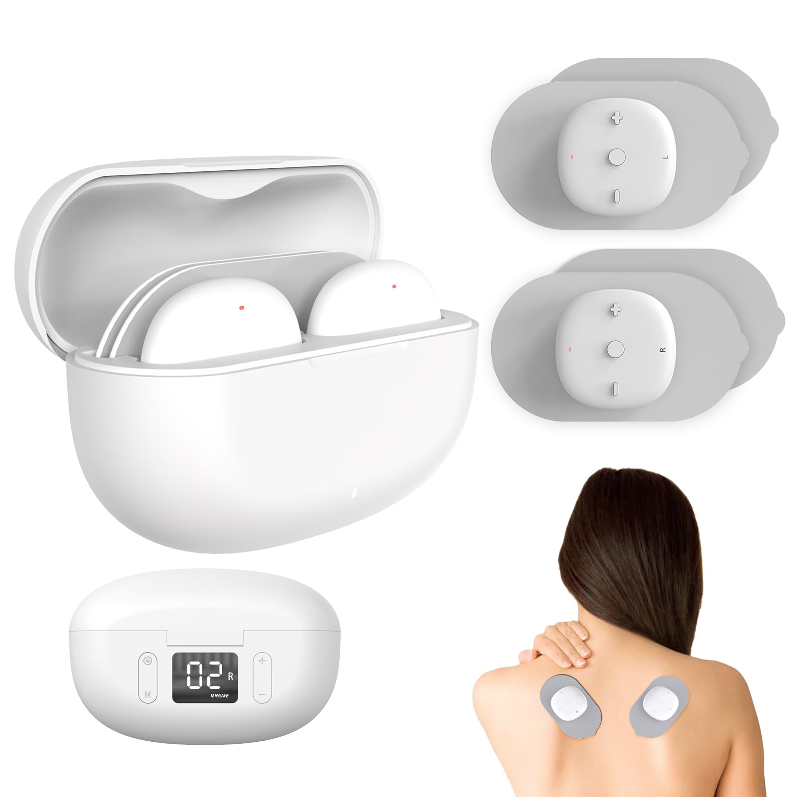 Luvan Wireless Rechargeable TENS and EMS Machine for Pain Relief, Portable Digital Dual Channel TENS Unit Muscle Stimulator with 6 Modes and Charging Case for Back,Shoulder,Waist and Sciatica