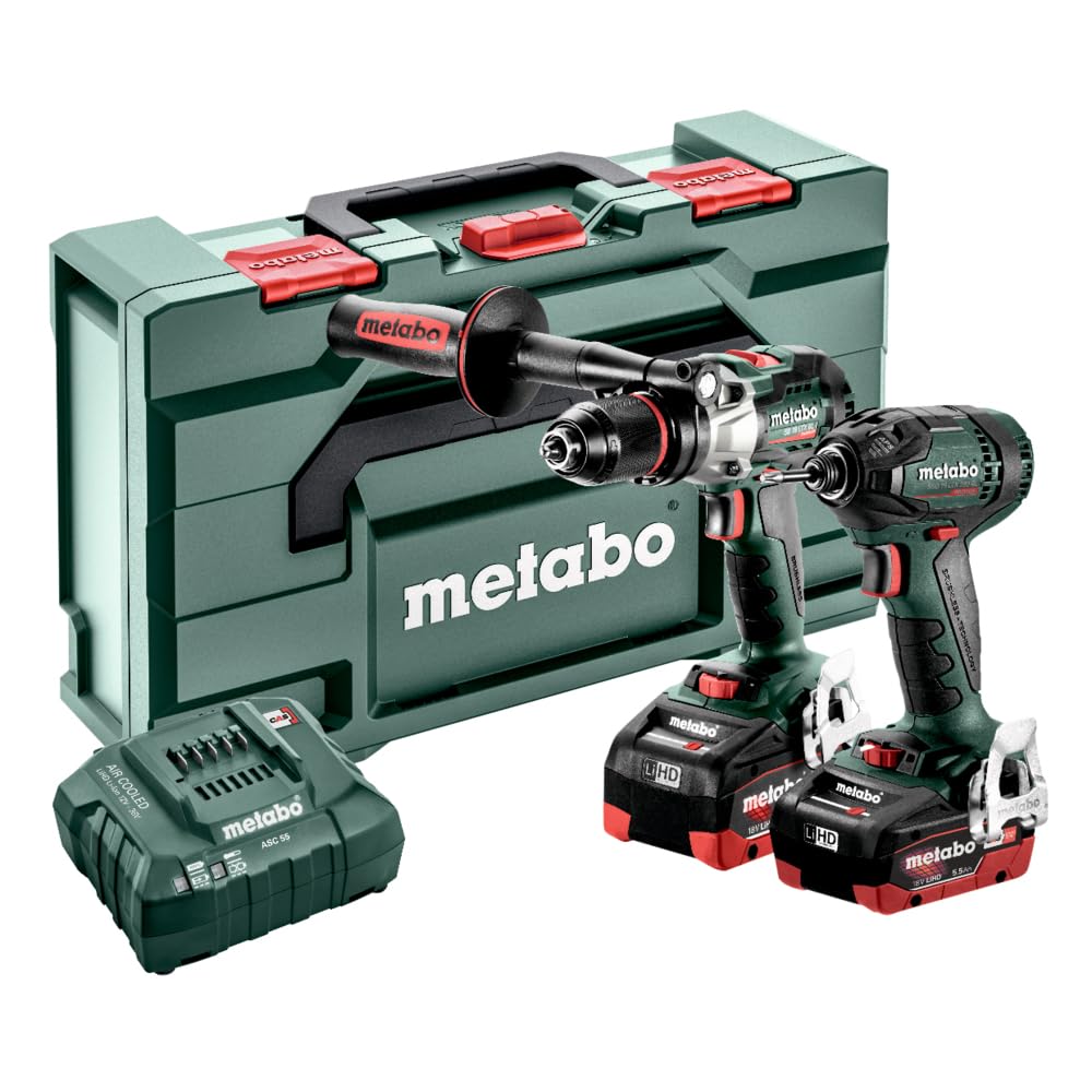 Metabo Green & Black & Red Combo Set 2.1.15 18 V Bl Cordless Drill Twin Pack