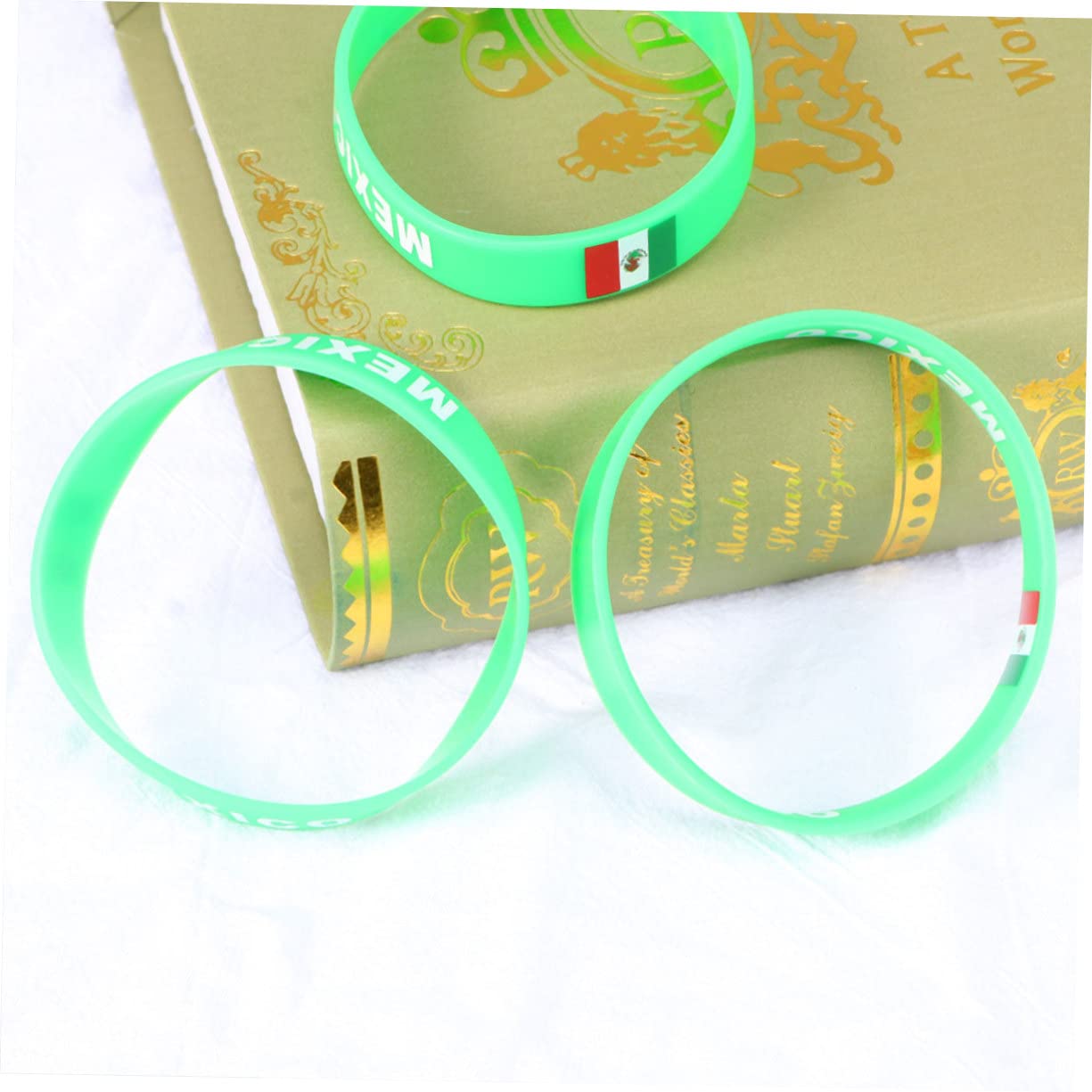 ifundom 5Pcs Country Flag Printed Silicone Wristband Soft Comfortable Sports Bracelet for Football Matches and Games Durable and for Cheering Mexico