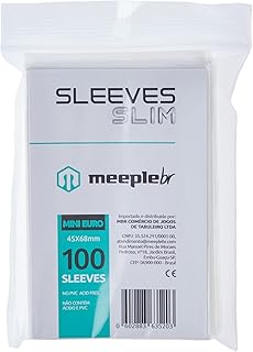 MeepleBR Sleeves SLIM - MINI EURO (45x68mm), TCG, Plástico para Proteção de Cartas
