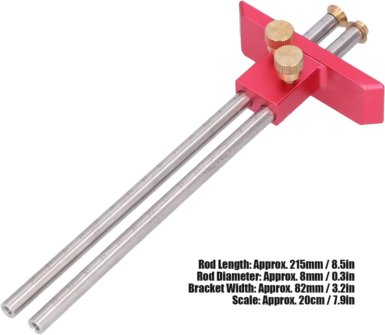 Woodworking Marking 20cm with Clear Scale, Double Head Scriber Ruler, Accuracy Measuring Tool for Precise Marking and Cutting