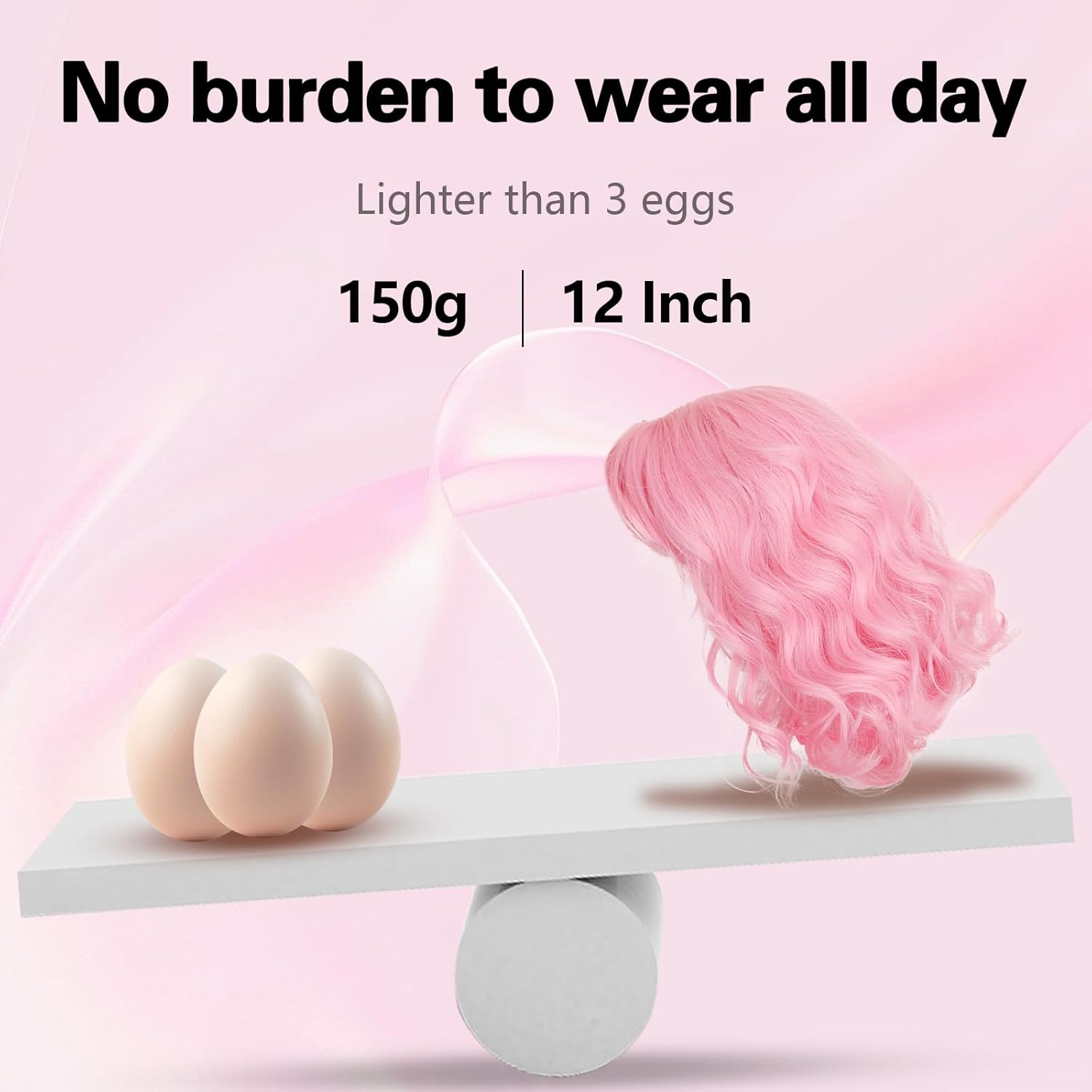 SUKRI Pink Bob Wigs for Women Natural Wavy Wigs with Bangs 12 Inch Short Shoulder Length Synthetic Colored Wig for Cosplay Halloween Daily - Image 4