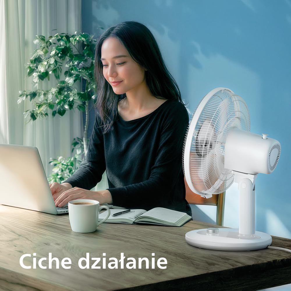 Wiatrak Philips z serii 1000, mocny i cichy, 35 dB(A), 3 ustawienia prędkości, obrotowy i odchylany, biały (CX1030/00)