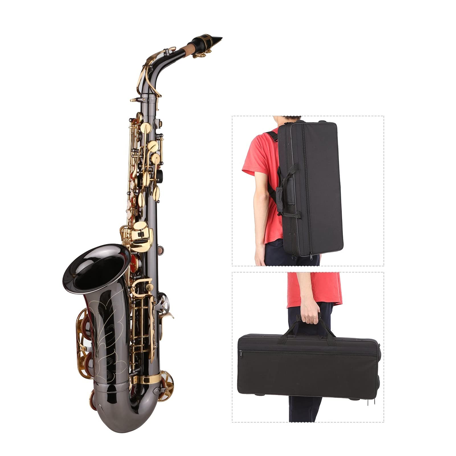 MIB E Piatto Sassofono Contralto Sax Contralto Ottone Nichelato Incisione del Corpo Chiavi di Madreperla Strumento A Fiato Sassofono Studenti