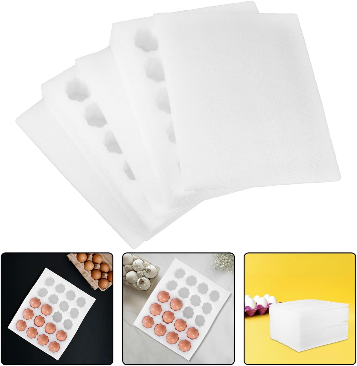 Veemoon 1Set Thickened Pearl Egg Cartons for Chicken Eggs Protective Foam Egg Holder for Refrigerator Storage White Storage Container Market Use