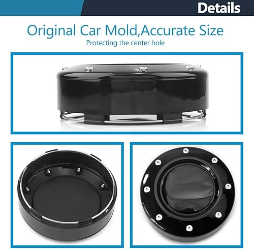 Miniatura 5 de GTownWorks - Tapones centrales de rueda de 4.016 in 4.02 pulgadas para 81232090F, 4 unidades, cubierta central negra de repuesto para llanta