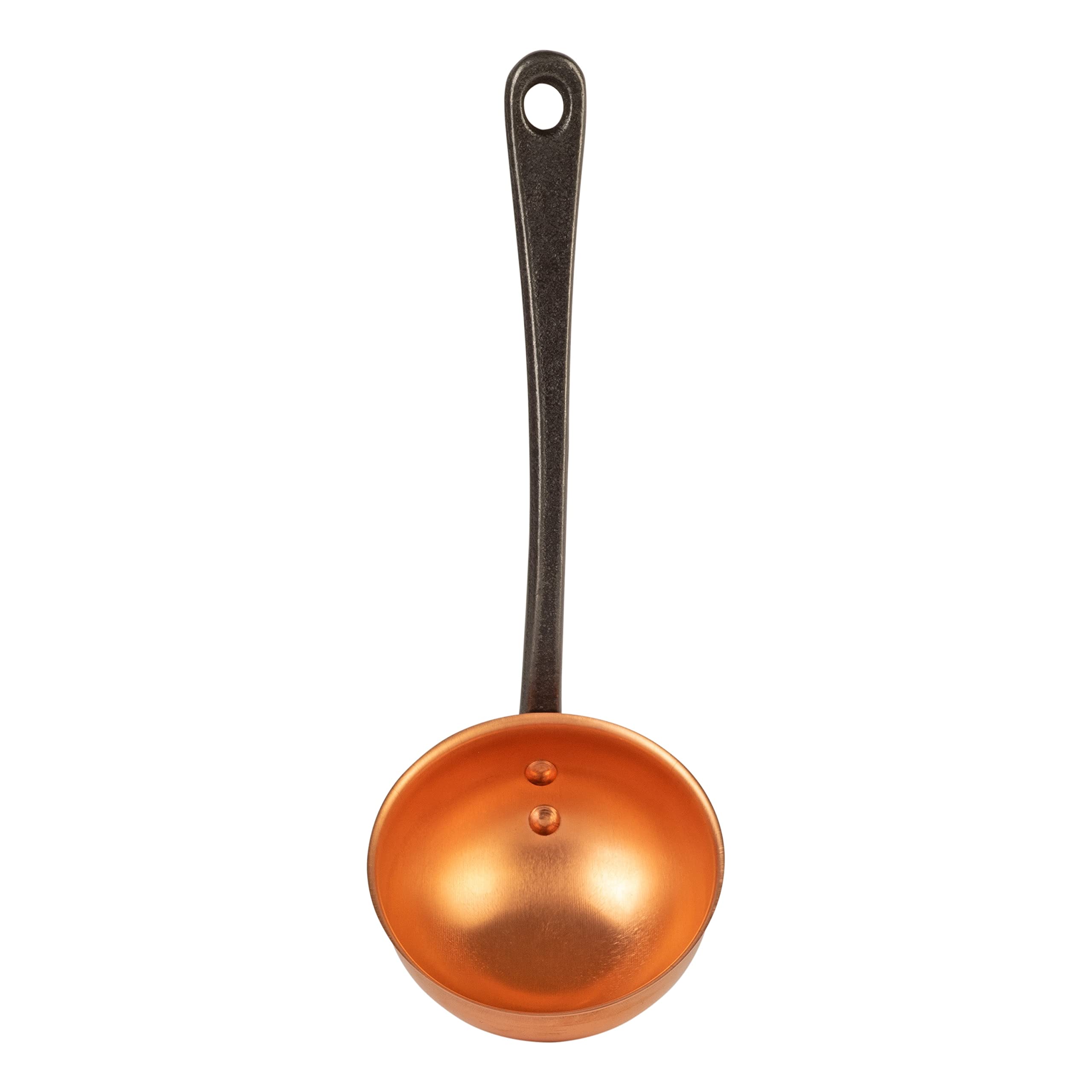 Cuisine Romefort | Copper ladle with cast iron handle | traditionelle Spoon with deeper bowl for cooking, stirring and serving
