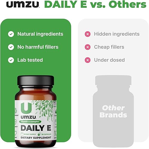 Miniatura 7 de UMZU Cápsulas diarias de vitamina E | 100% de vitamina E diaria | Tocoferoles y tocotrienoles de espectro completo de origen sostenible con