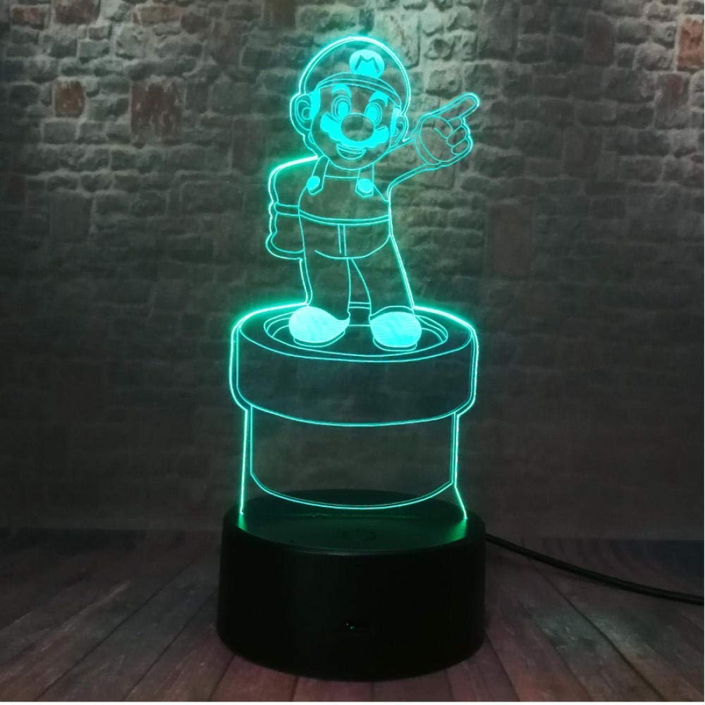 Game Super Mario Action Character Light 7 Color Change LED Touch 3D Night Light Child Boy Room Decoration Kids Christmas Birthday Gift