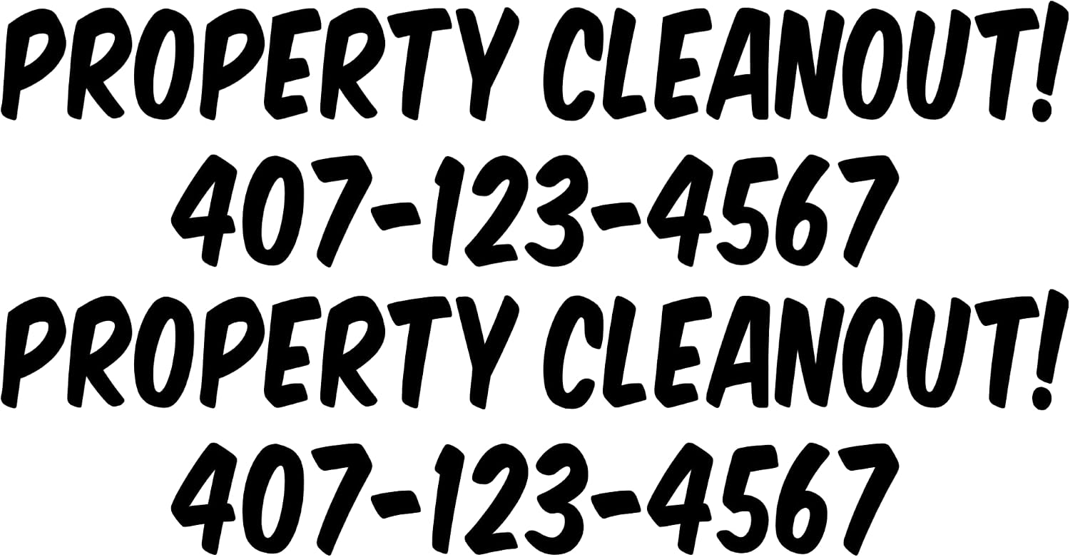 Property Cleanout Custom Phone Number Vinyl Decal Sticker for Vehicle Window