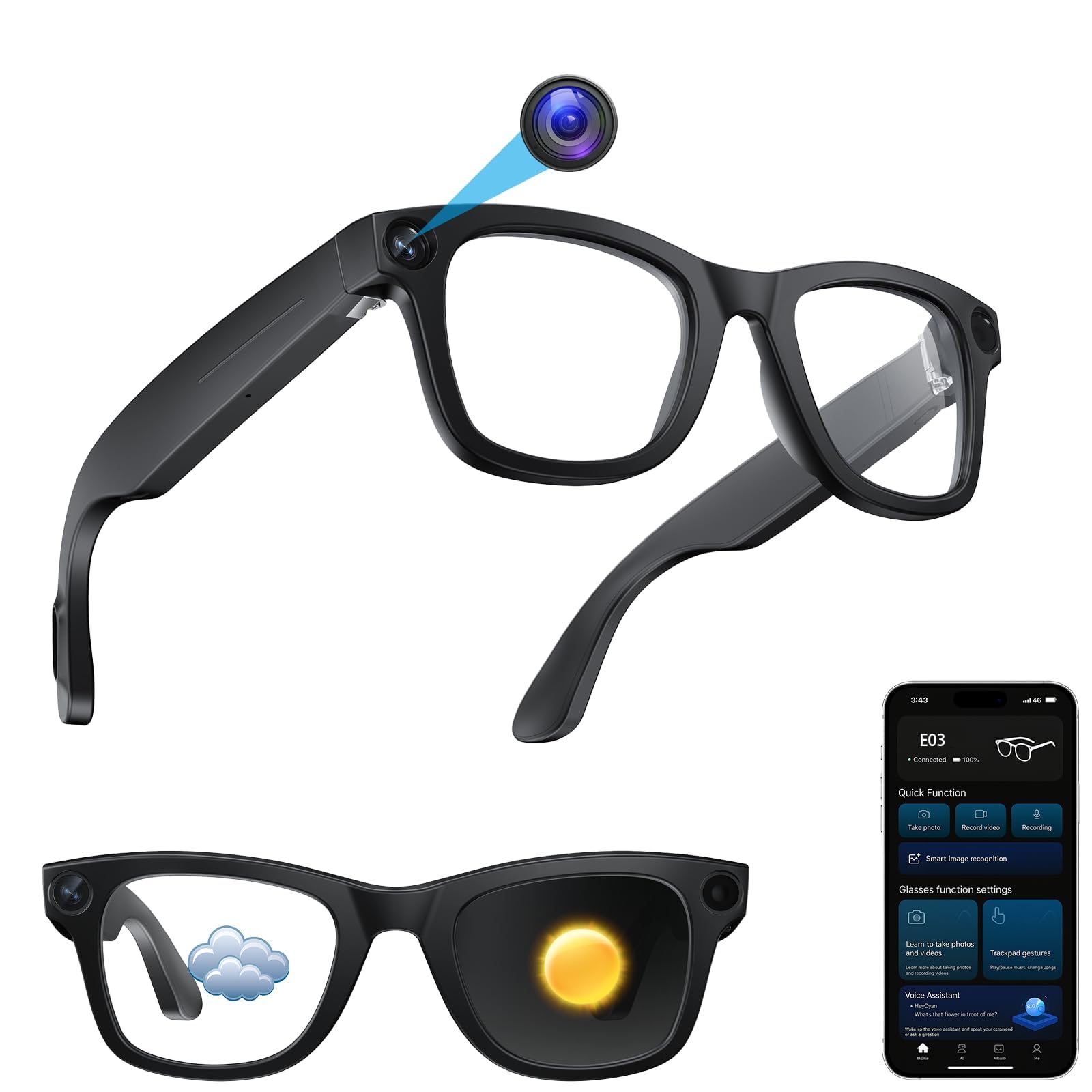 AI smart glasses with 8MP 1080P HD video camera and audio recording-image-47