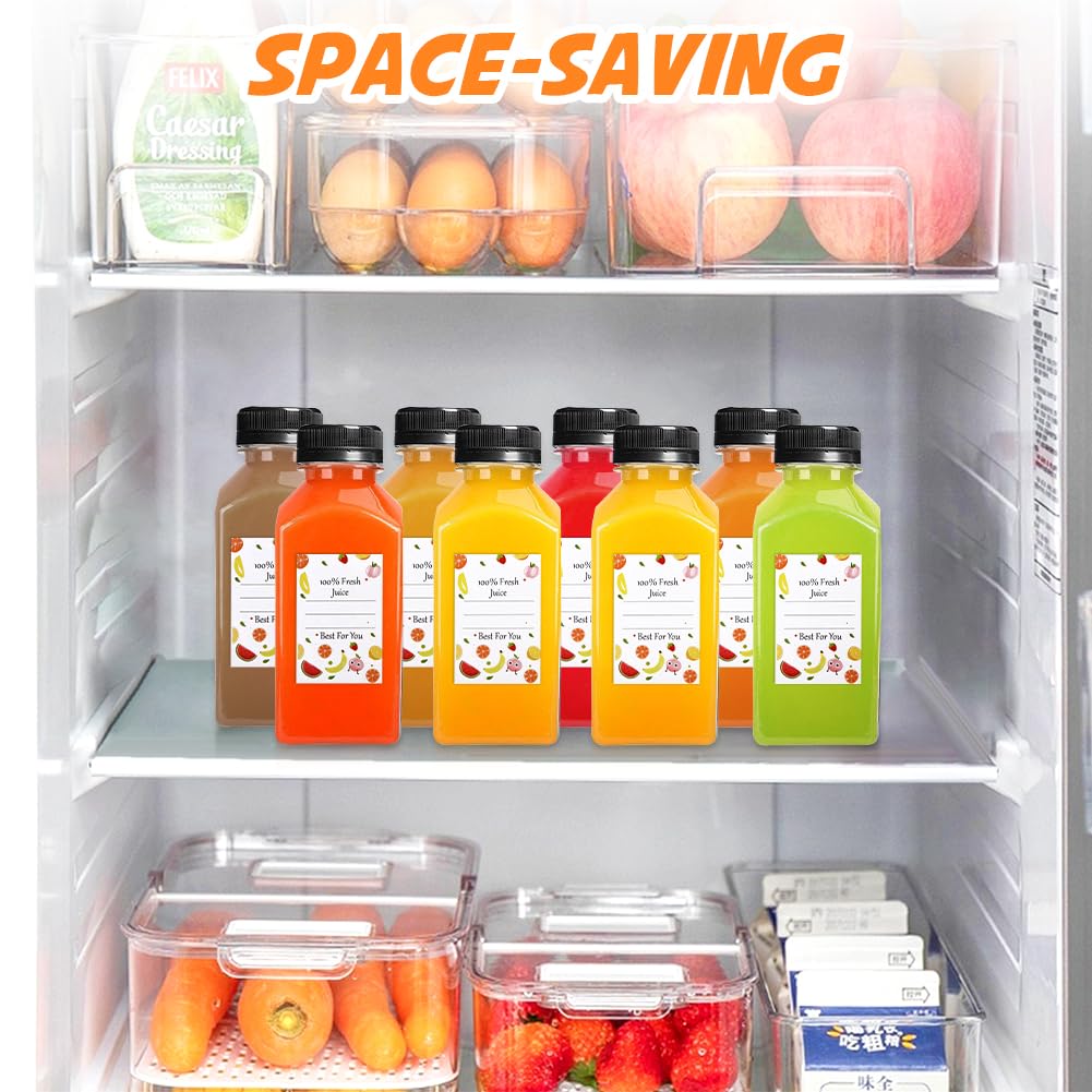 Juice Bottles - 8oz Bottles with Lids, 12 pcs Plastic Juice Containers with Caps Reusable Drink Containers for Juice Milk Coffee Water Smoothie and Other Beverages,Christmas gift