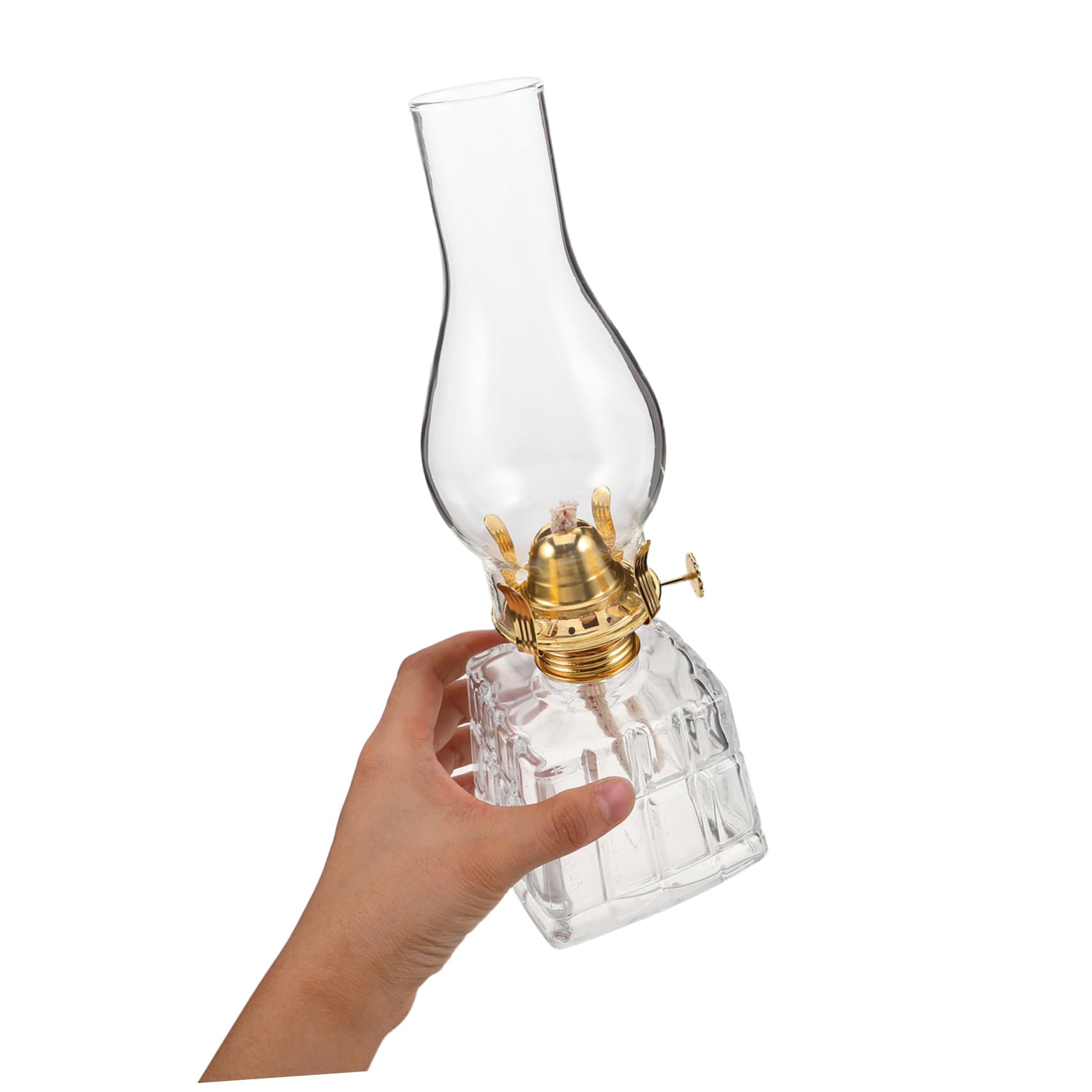 Vintage Szklana Lampa Naftowa z Kwadratową Podstawą Ręcznie Rysowana Do Użytku Wewnętrznego i Zewnętrznego Dekoracyjna Lampa Naftowa Do Domu Kempingu i Awaryjnego Oświetlenia