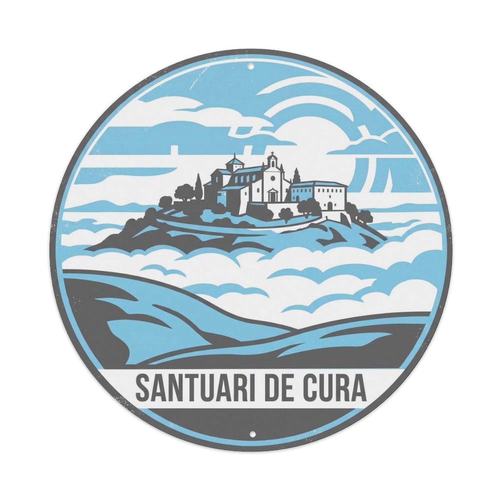 Olhnbad Style Retro Cura Sanctuary Balearic Chapel Mallorca Metal Tin Sign