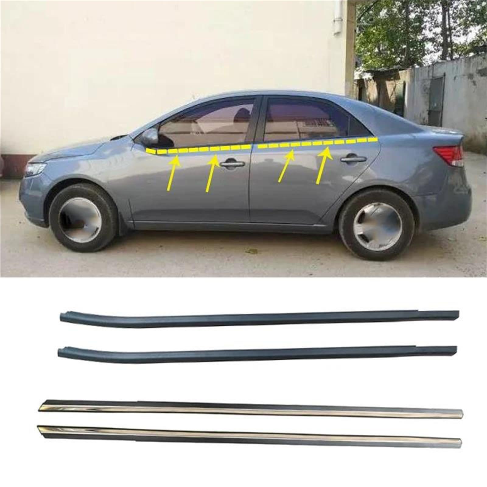 Listwa uszczelniająca do okien KIA Forte 2009 2010 2011 2012 2013 2014 2015 2016, listwa uszczelniająca do okien drzwi, taśma uszczelniająca (przód lewy, czarna)