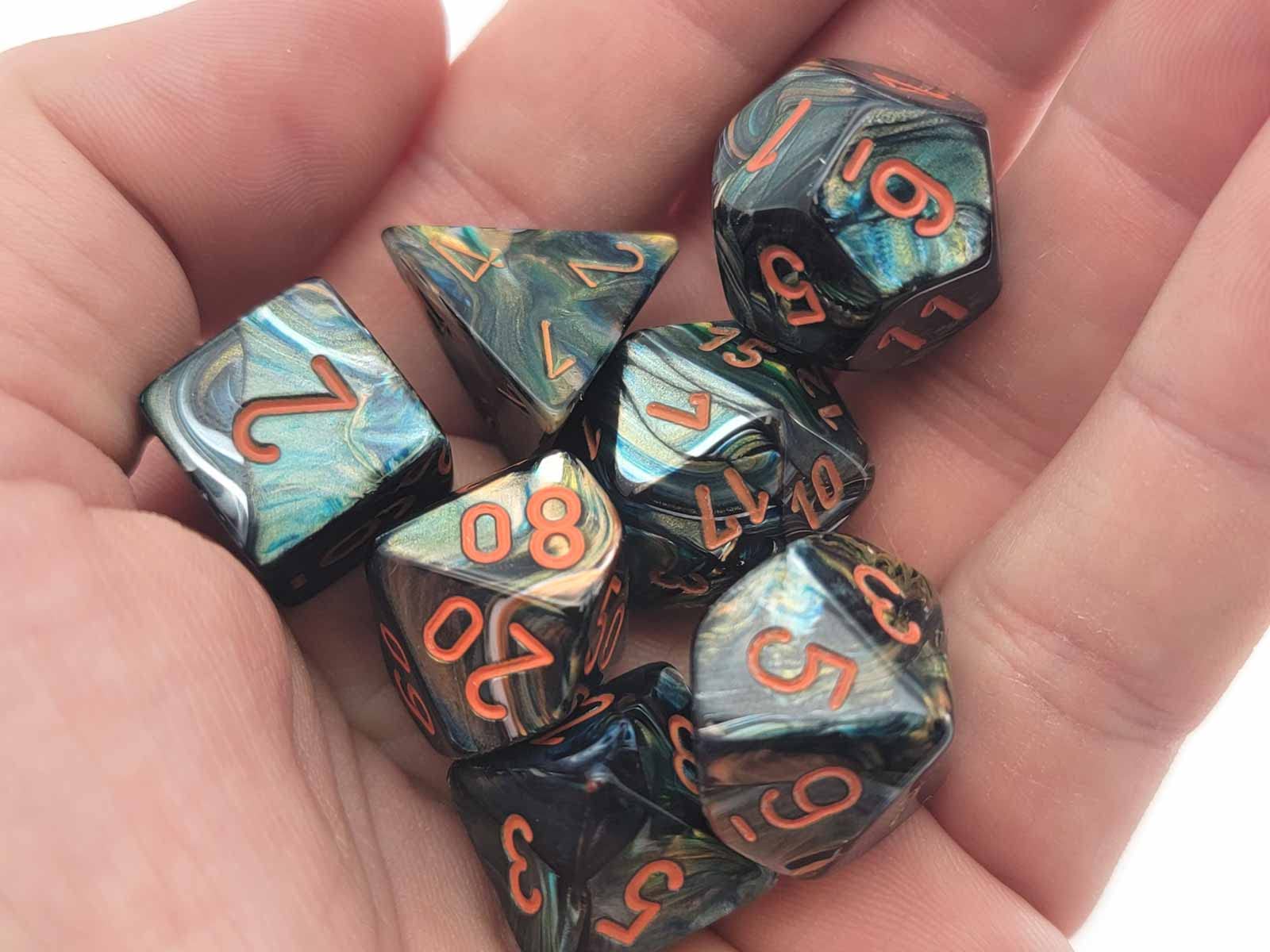 Amazon.com: Alpestris Lustrous Dice with Orange Numbers 7+1 Dice