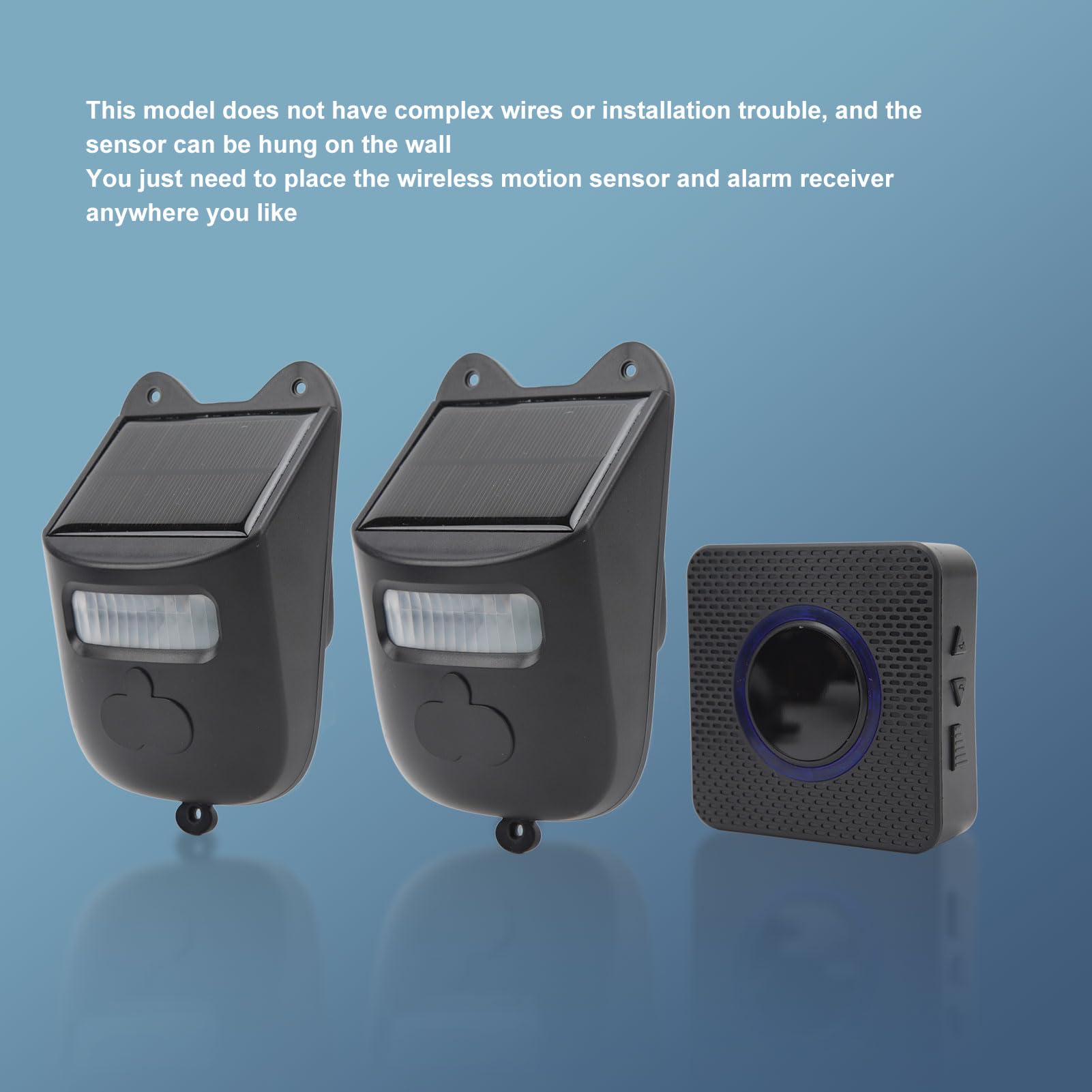 Alarma de Entrada Inalámbrica Solar de Largo Alcance Detector de Sensor de Movimiento Al Aire Libre de Alerta de Seguridad con 1 Receptor y 2 Detectores