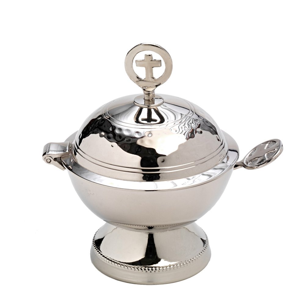 Cuillère de Rangement encensoir NKlaus 7580 en laiton finition nickelée de haute qualité