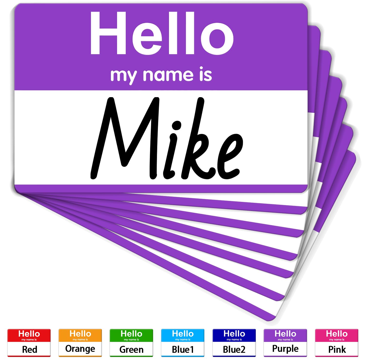 200Pcs Hello Name Tags(3.5"×2.25") Hello My Name is Stickers, Name Sticker Labels for School Office Home and Party (Purple)