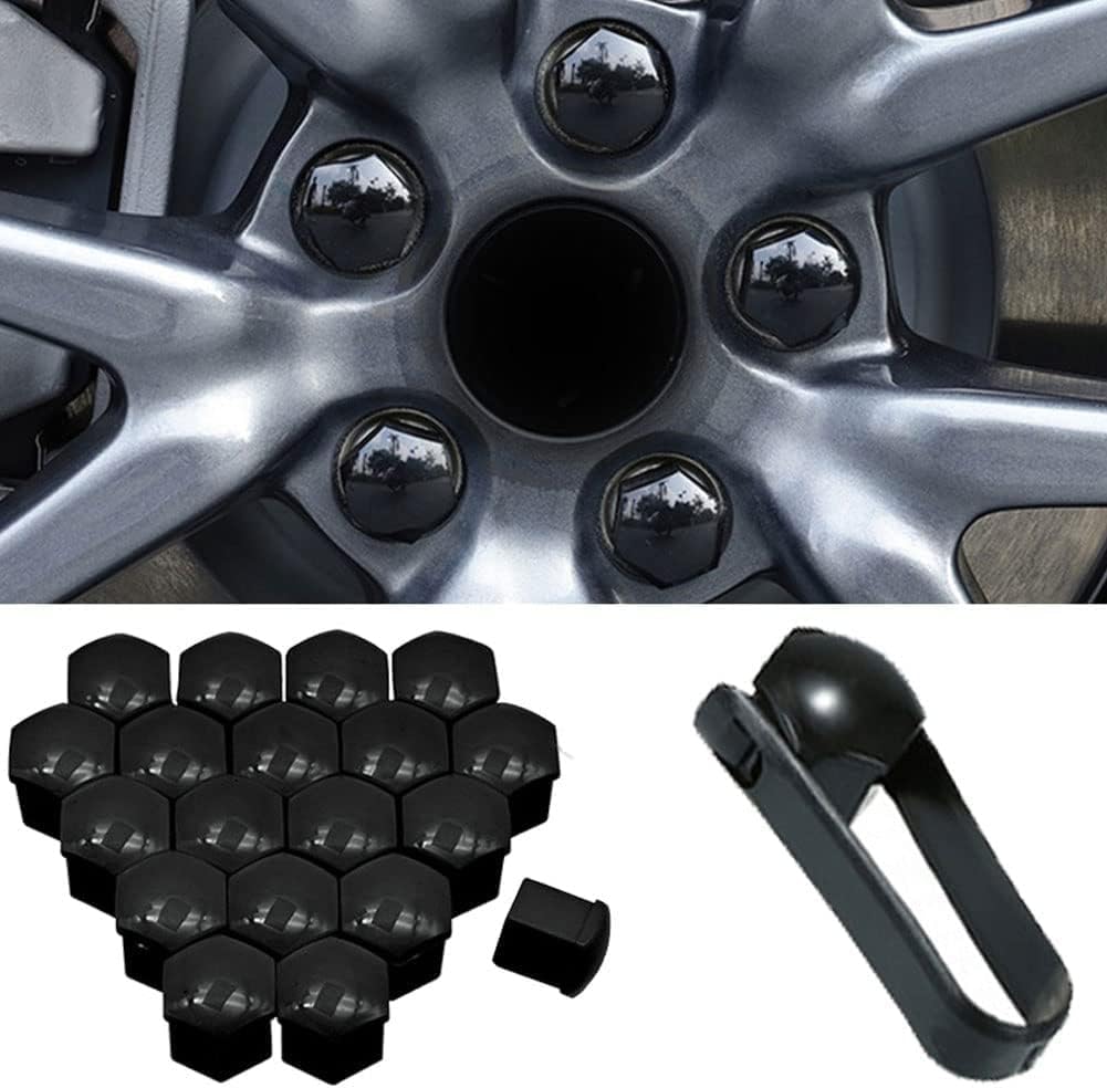 JZWJNFYY 20PCS Car Wheel Nut Covers,for MG HS Trophy 2020-2025 Car Wheel Lug Nut Covers Wheel Bolt Covers Caps with Removal Tool,Black-19mm