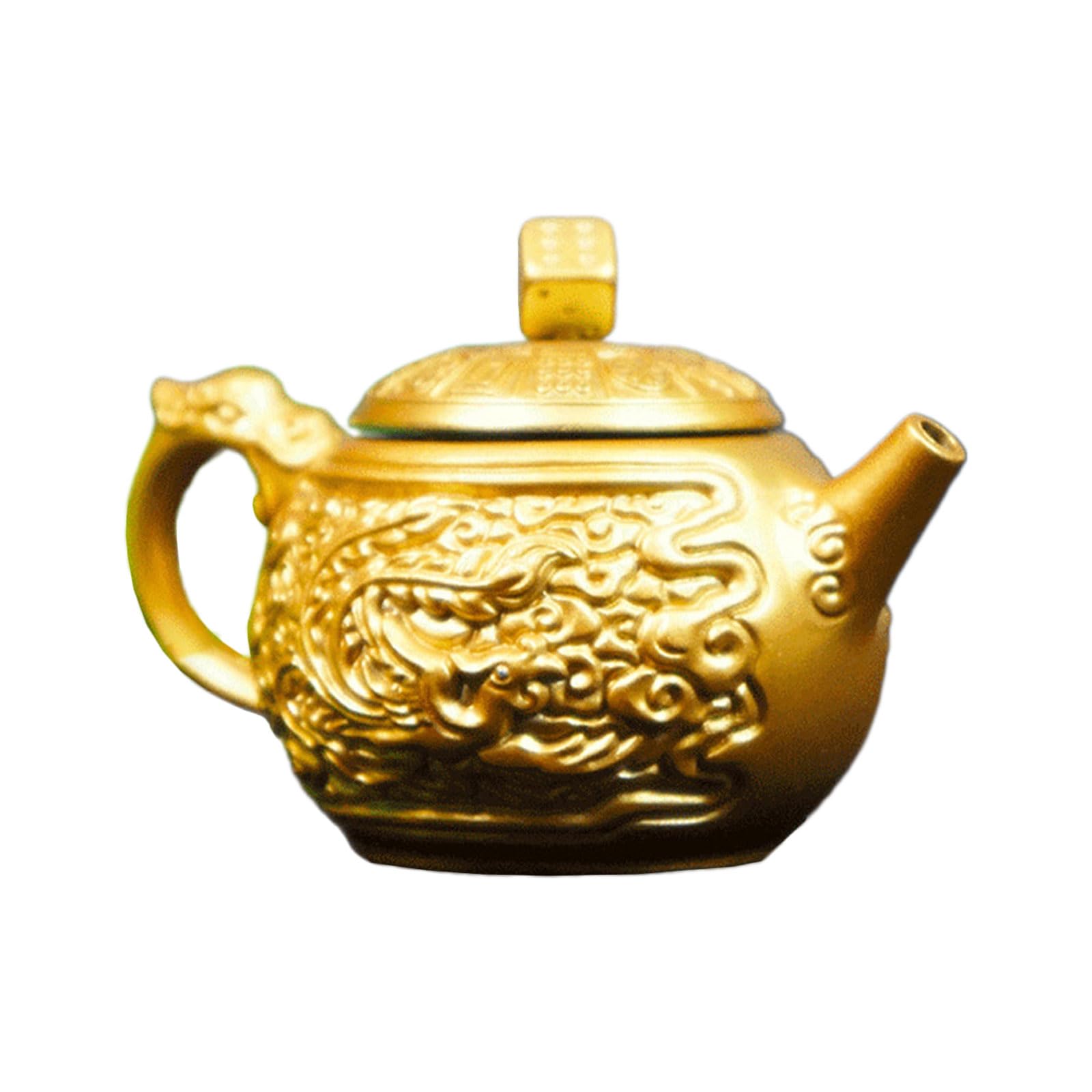 Maxtonser Golden Metal Sailing Ship Bucket Teapot Sculpture Chinese Fengshui Statues for Wealth and Prosperity Decorative Ornament
