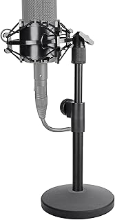 Desktop Microphone Metal Stand, Adjustable Table Mic Stand with Mic Shock Mount for Audio Technica AT2020 AT2020USB+ AT2035 ATR2500x Condenser Studio Microphone