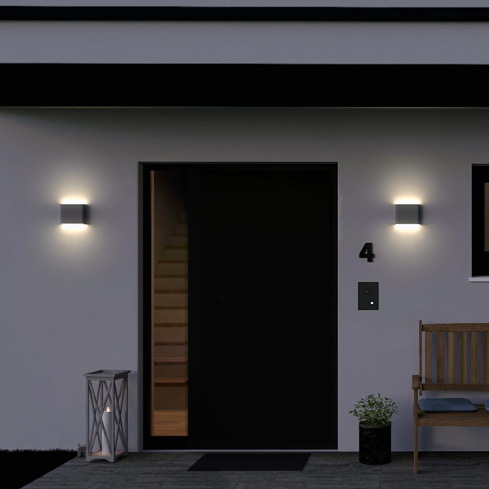 SSC-LUXon 3x TWEO Wandlampe Up and Down Lampe für Außen & Innen IP54 - Außenleuchte Wand LED anthrazit warmweißes Licht 230V