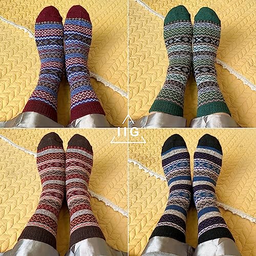 Image of IIG 5 Pairs Women's Vintage Style Thick Wool Warm Winter Crew Socks