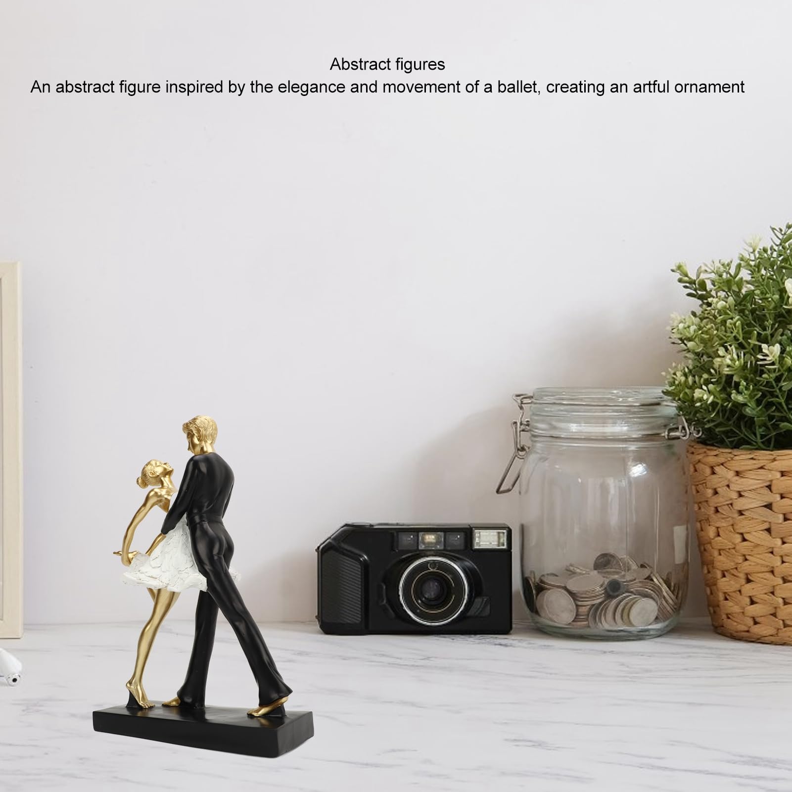 Jenngaoo Statua di Coppia Danzante in Resina, Scultura Moderna Astratta per Decorazione Casa, Regalo di Anniversario, Matrimonio o San Valentino