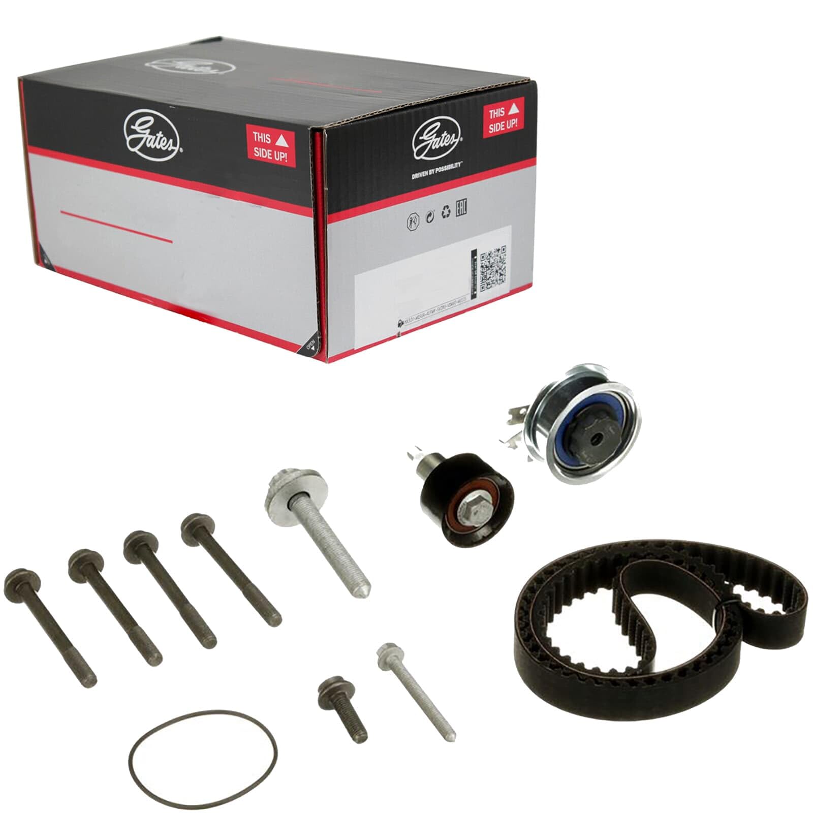 GATES Kit cinghia di distribuzione K075680XS N° denti: 163 20mm 1141mm Compatibilità con VW Polo Hatchback 6R1, 6C1 Golf 7 Hatchback 5G1, BQ1, BE1, BE2 TIGUAN 5N, AUDI A3 Sportback 8VA, 8VF, SEAT