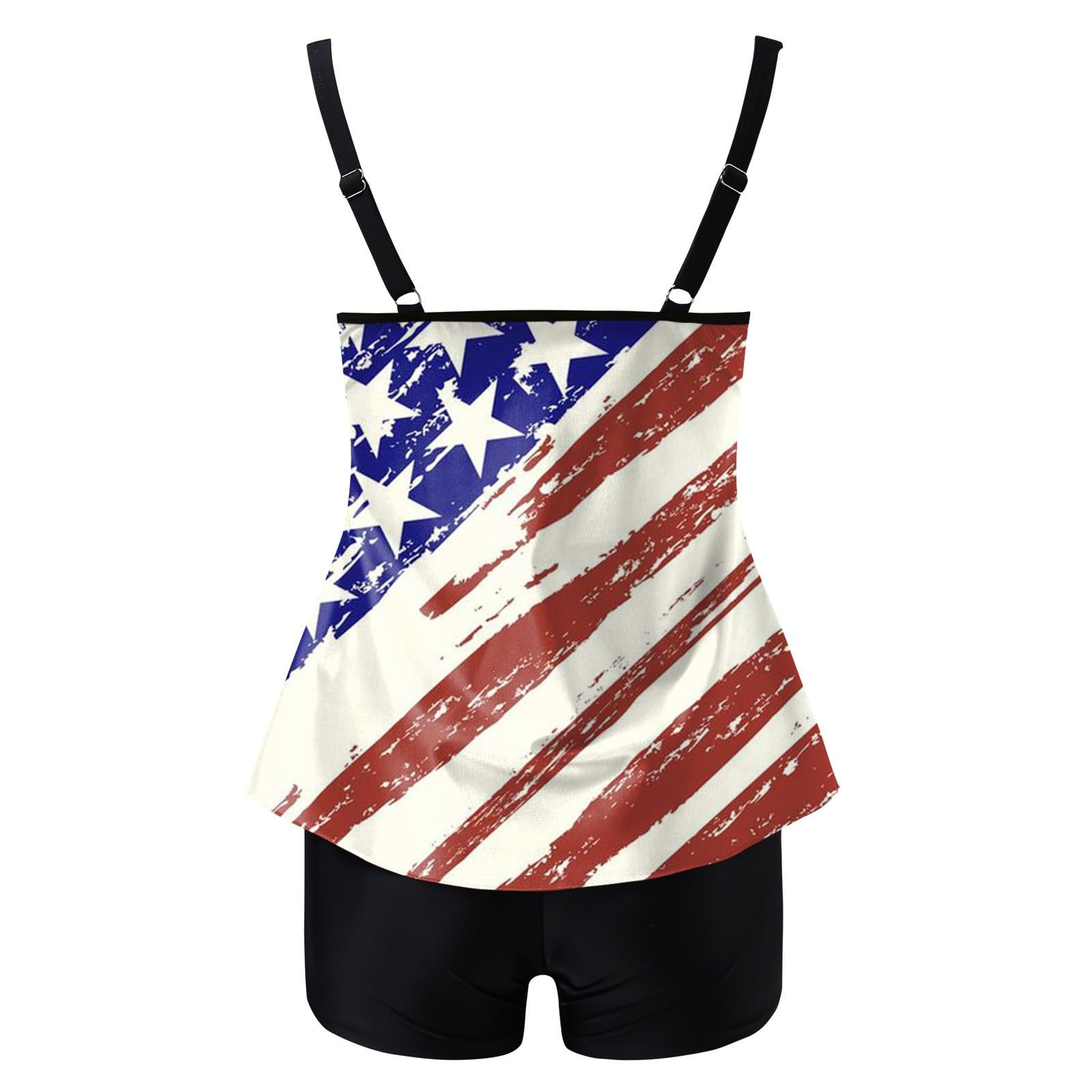 Generisch Costume da bagno tankini da donna, costume da bagno a due pezzi, 4 luglio, canotta stampata con parte superiore lunga