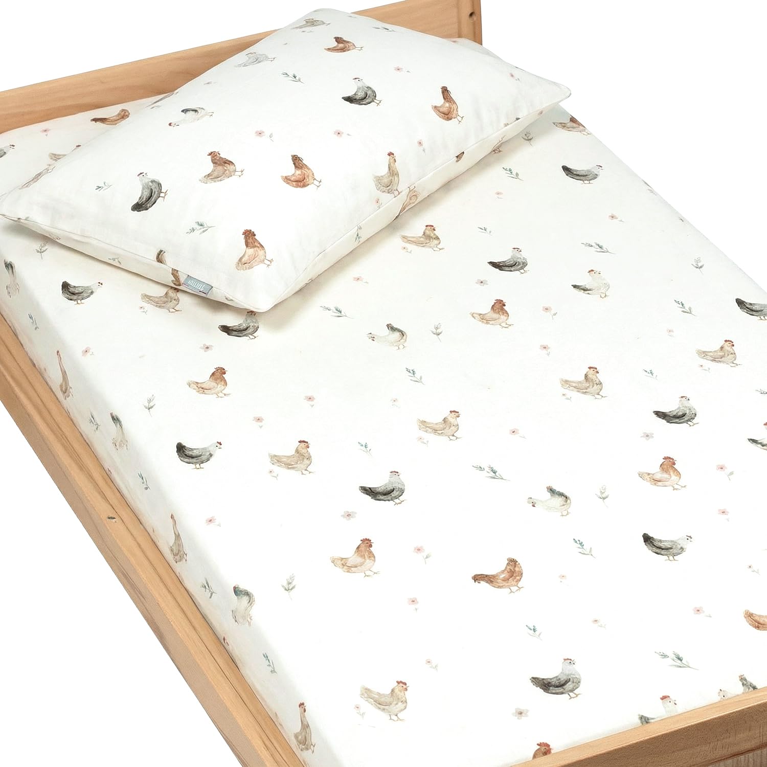 Drap housse en satin de coton Sevira Kids Gallina anti-plis pour lit 60x120
