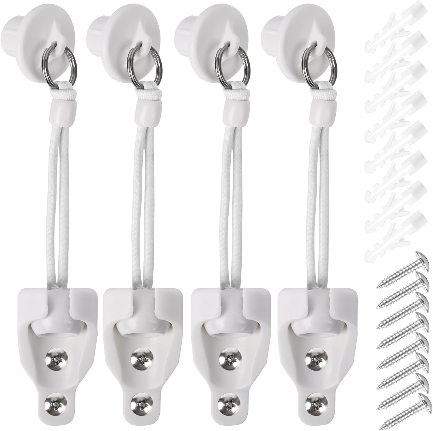 New Bungee kit + end caps Universal Replacement Mounting Brackets of Exterior Sun Shades Outdoor/Indoor Roller up Blinds (White, 2pack)