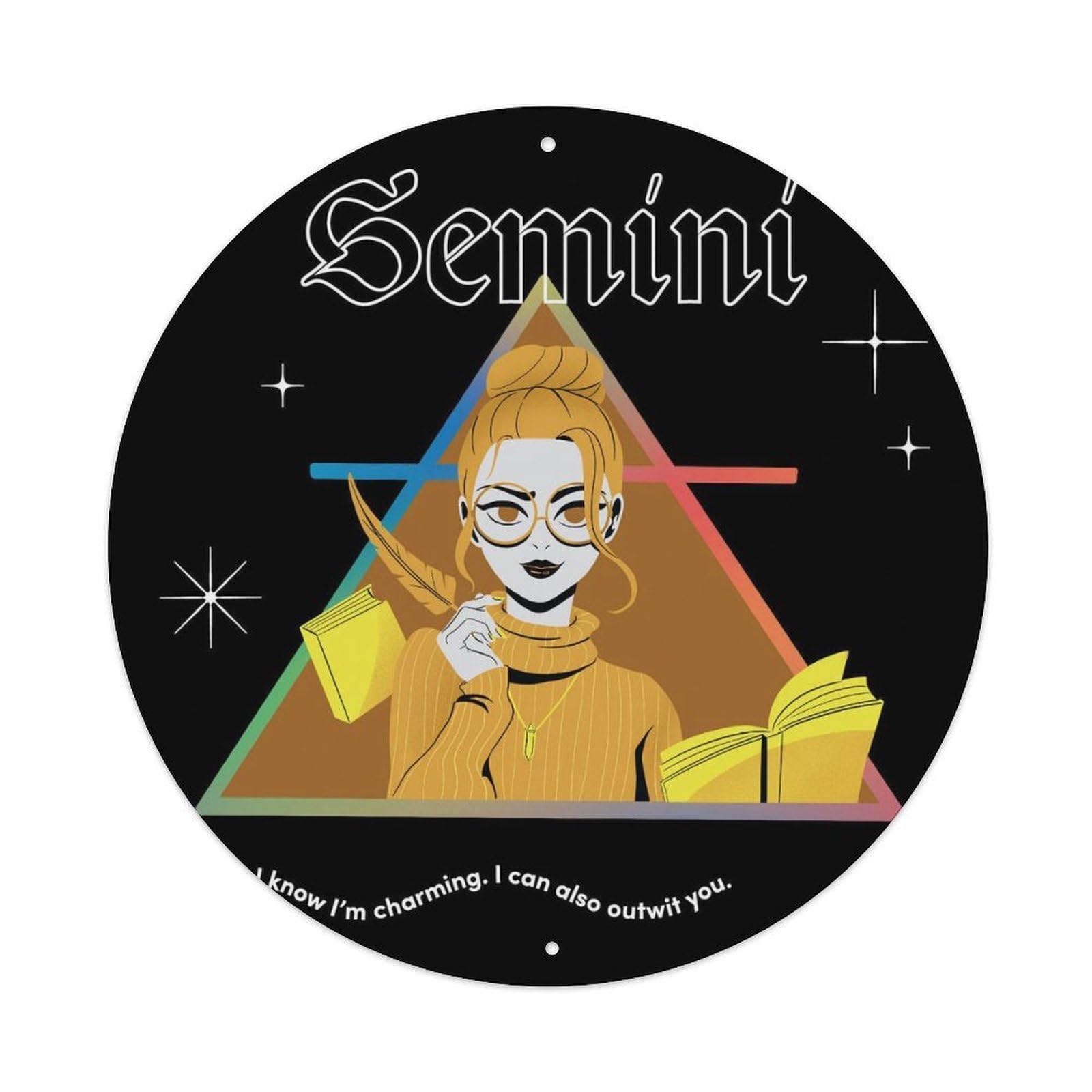 Constellations Poster Gemini Zodiac Signs Vintage Metal Tin Sign Plaque Wall Decor for Cafe, Club, Garden Round Metal Poster 8x8Inch