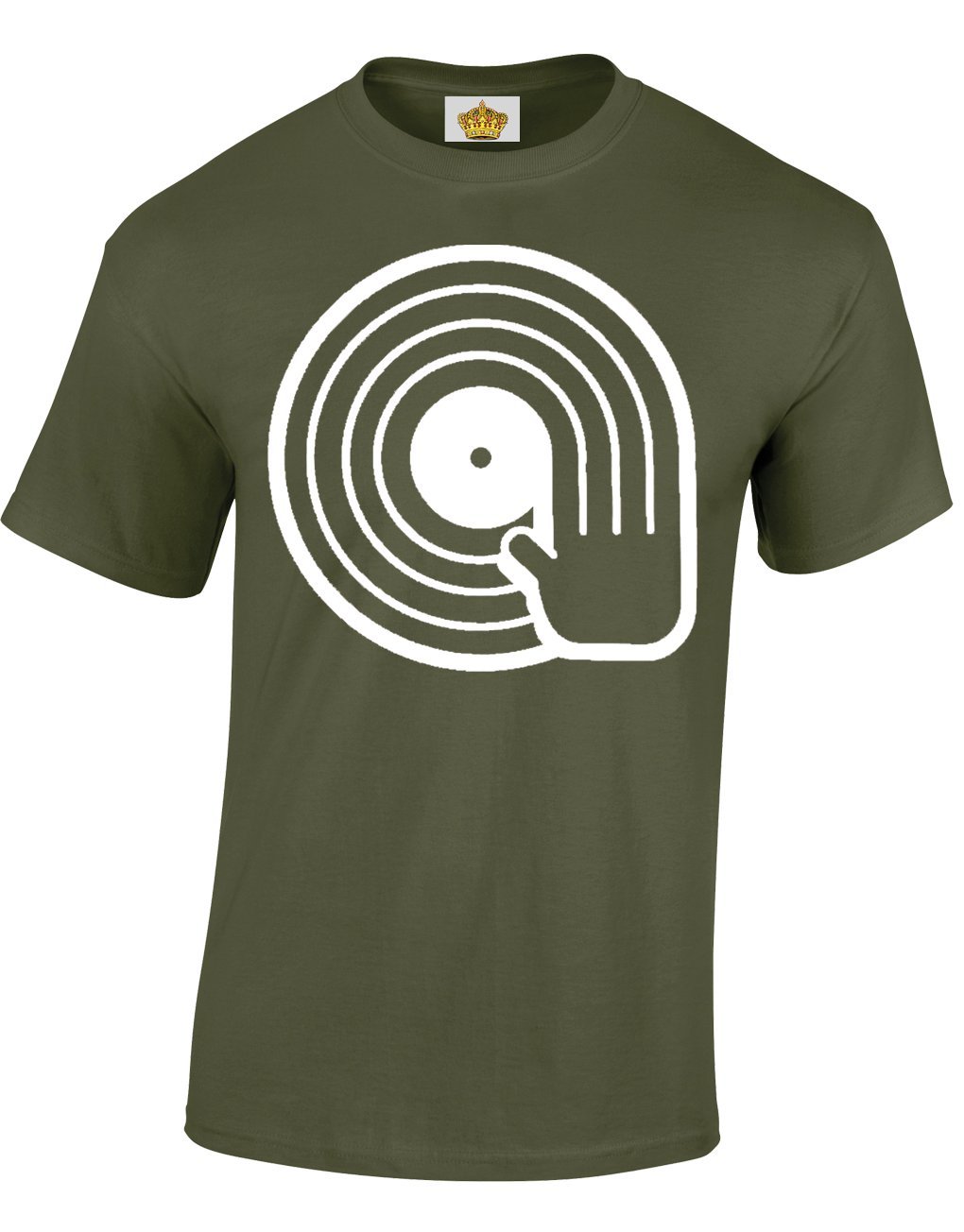 Crown Designs Dj Mixing Design Novelty Gifts for Men & Teenagers T-Shirts Tops - Military Green/Large