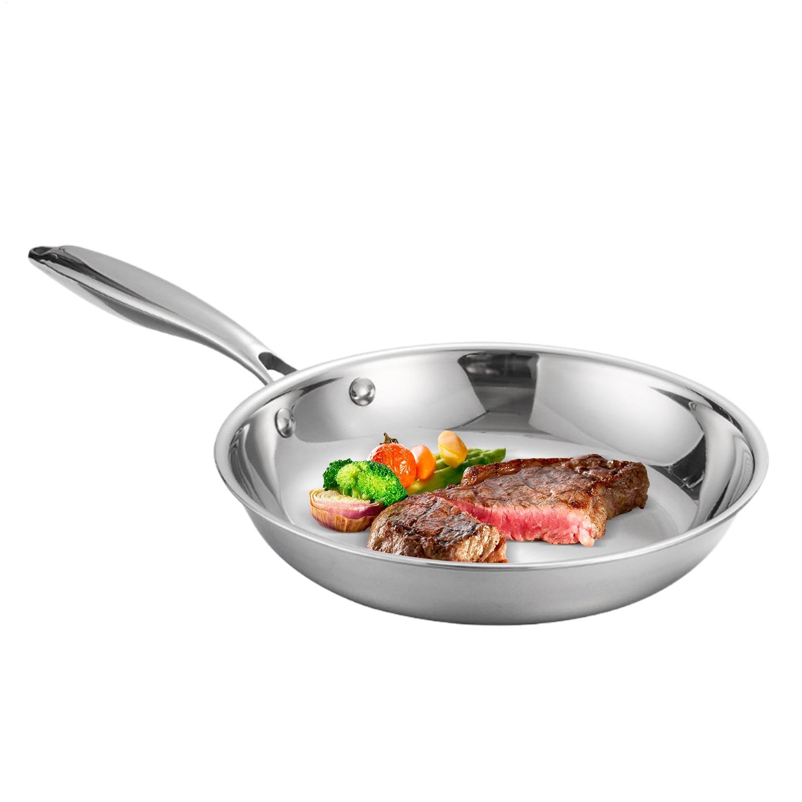 Stainless Steel Frying Pan Cookware - 20-28CM Frying Pan Stainless Steel, Oven Safe Skillet Cooking Deep Skillet | Stainless Cookware, Frying For Steak And Eggs, Daily Use, All Cooking Methods