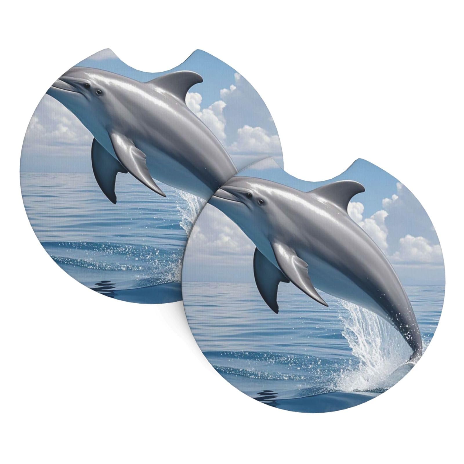 Xopekvlawm Dolphin 2 Pack Car Cup Holder Coasters 2.7 Inch Universal Anti-Slip Shockproof Car Cup Holder Insert Car Coasters Drink Coasters Cup Holder Coasters For Car Accessories