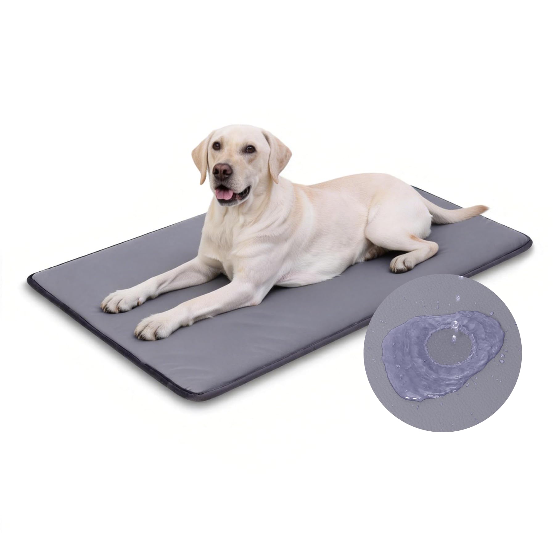 Favodormir Wassericht Hundematte Outdoor -119x73cm,XL Hundebett Grosse Hunde aus Kunstleder,Einfach zu Reinigen,Tragbar Platzsparend Hundekissen,Waschbar Hundematratze für Innen& Reisen,Grau
