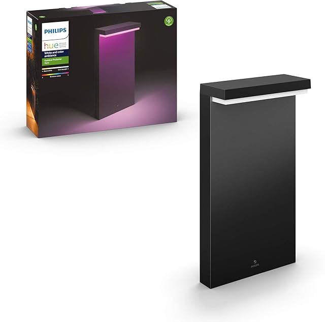 Philips Hue Nyro White & Colour Ambiance LED Smart Outdoor Pedestal, Black, Compatible with Alexa, Google Assistant and Apple HomeKit