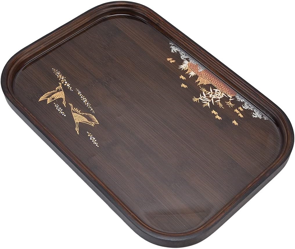 Bandeja para Servir té, Estilo Kungfu clásico, portátil, con Ranuras, Ideal para el hogar y la Oficina (marrón, 30 x 30 x 2,5 cm)