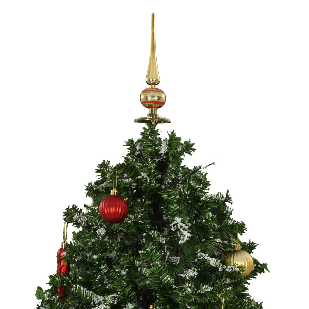 KOIECETA Schneiender Weihnachtsbaum mit Schirmfuß Schneefall Kugeln LED-Lampen Tannenbaum Christbaum Kunstbaum Dekobaum Schnee Grün 170cm