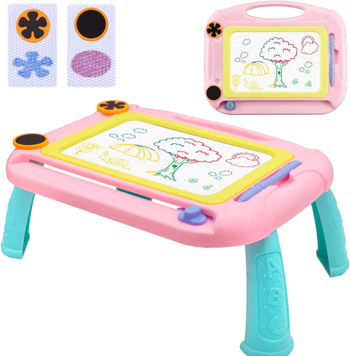 Sanlebi Magnetic Drawing Board, Magna Doodle Scribble 3 Year Old Girls Reusable Board Learning Toys Gift for Age 3-6 Years Old Children Kids(Pink)