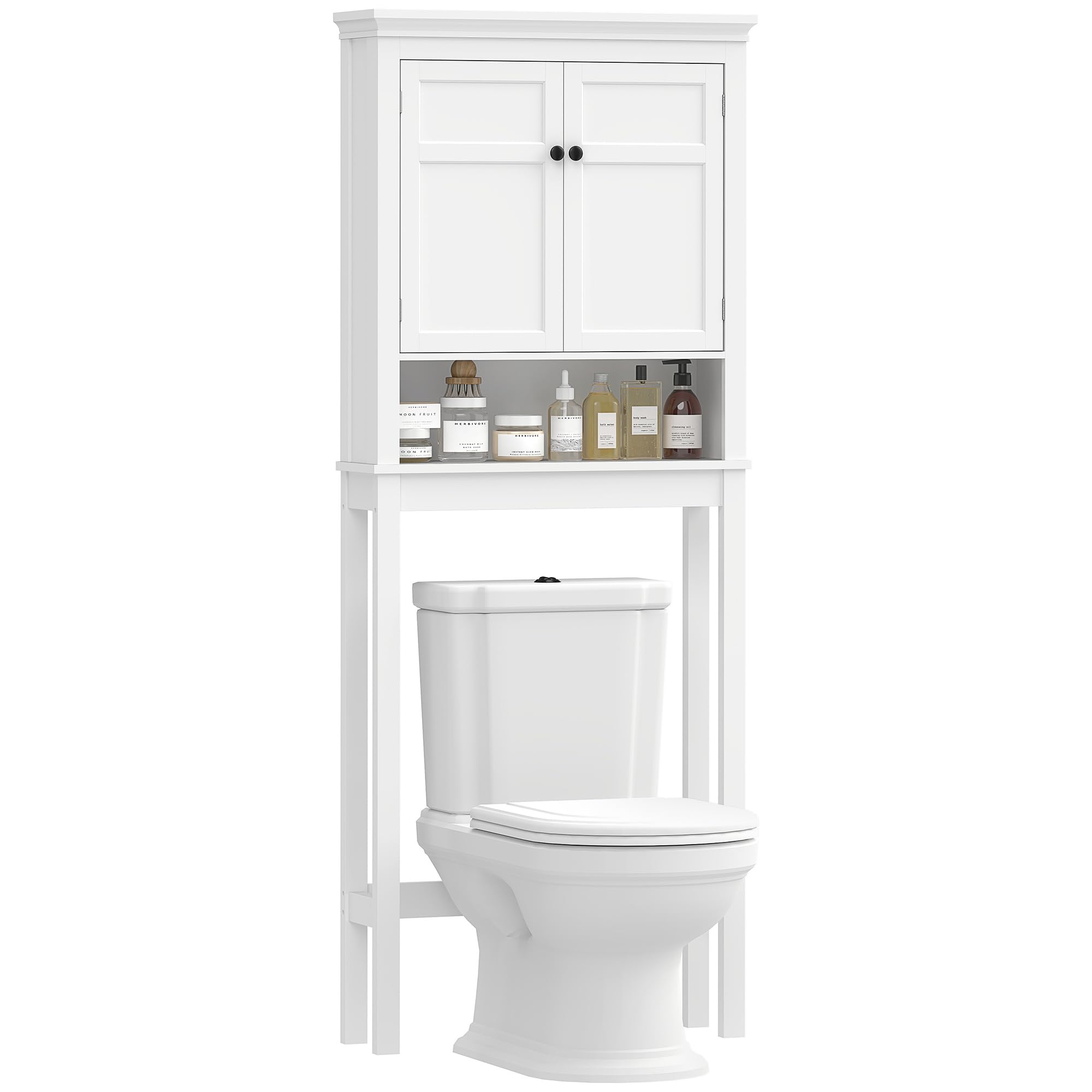 HOMCOM Over Toilet Storage Cabinet - Single Shelf - Freestanding - White