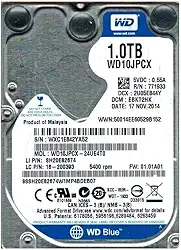 HD 1 TB para Notebook Western Digital - 8MB Cache - WD10JPCX
