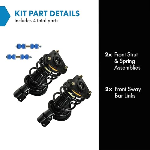 Miniatura 357 de TRQ Kit de suspensión delantera, conjunto de amortiguadores y resortes, barra estabilizadora, enlace estabilizador compatible con Chevrolet